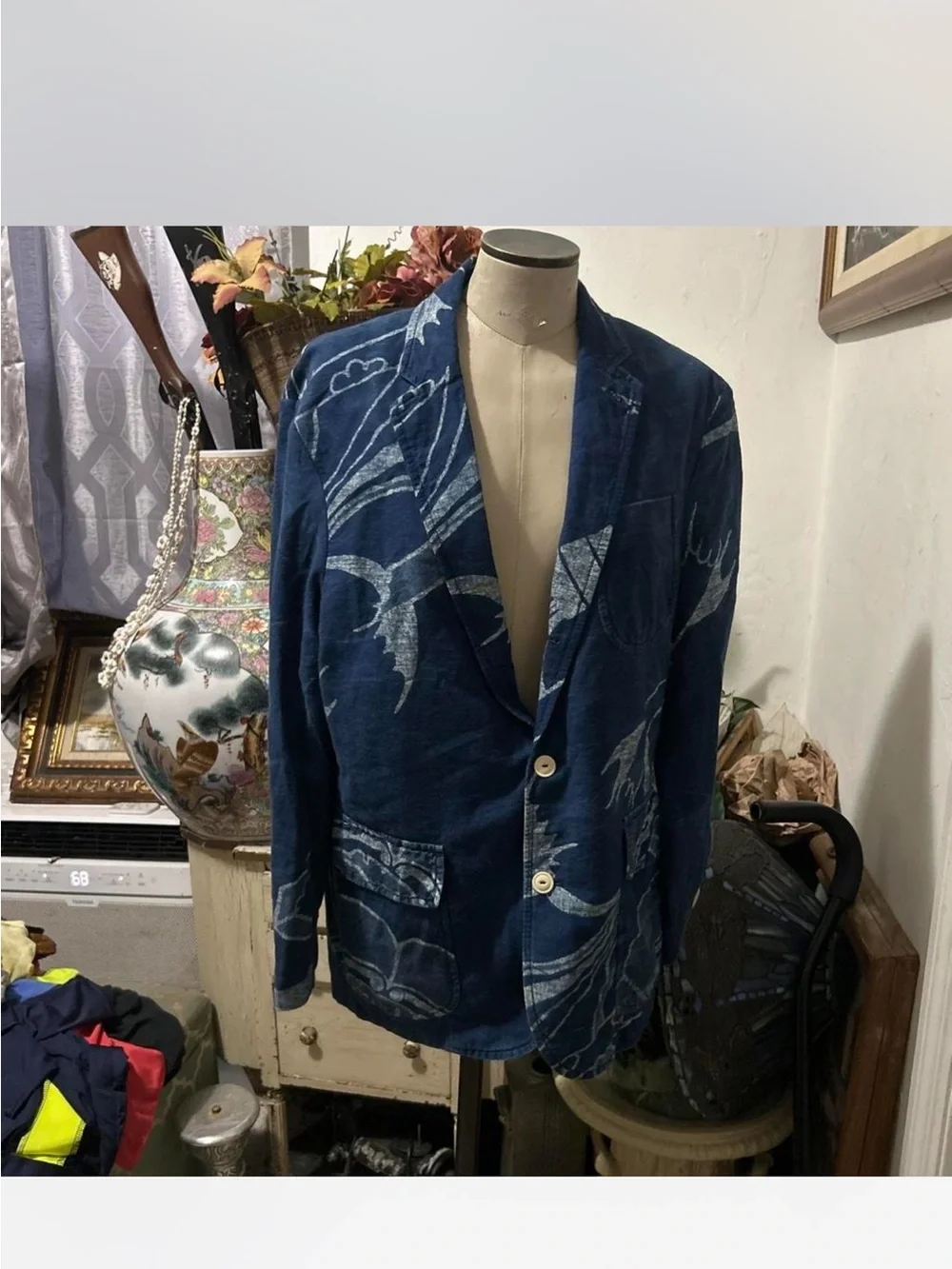 Polo by Ralph Lauren  vintage Navy and Light Gray Patterned Blazer